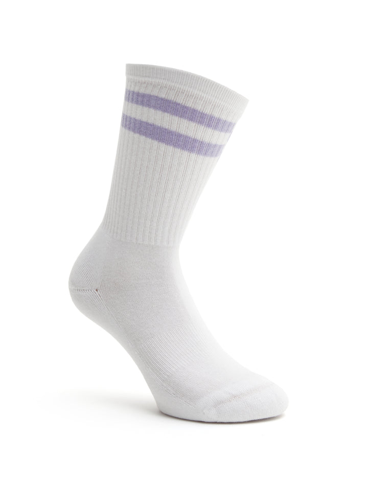 Kinder Sportsocken Soft Farben Weiss mit Streifen Lila Einzelpaar klassische Tennissocken