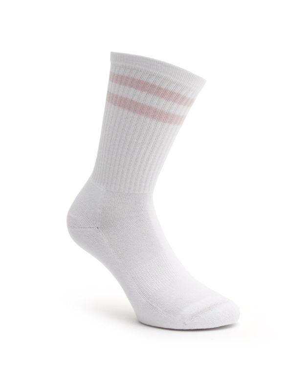Kinder Sportsocken Soft Farben Weiss mit Streifen Rosa Einzelpaar klassische Tennissocken