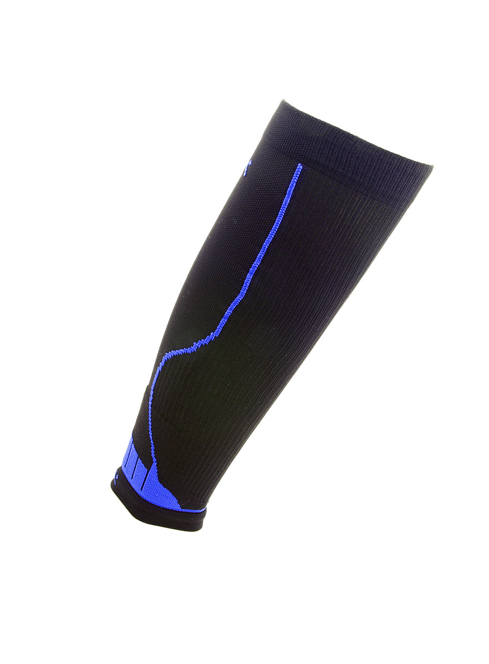 Schwarz Blau TECH Running Kompressions-Wadensleeves für Running, Trailrunning und Wettkampf.  