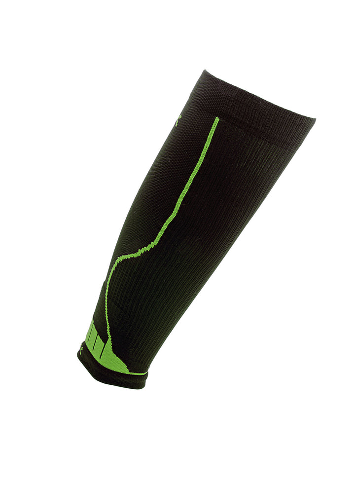 Schwarz Grün TECH Running Kompressions-Wadensleeves für Running, Trailrunning und Wettkampf. 