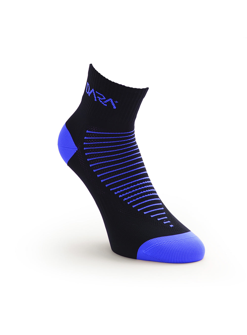 Schwarz Blau TECH Running Quarter Sportsocken mit leichter Kompression für Walking, Fitness und Alltag.
