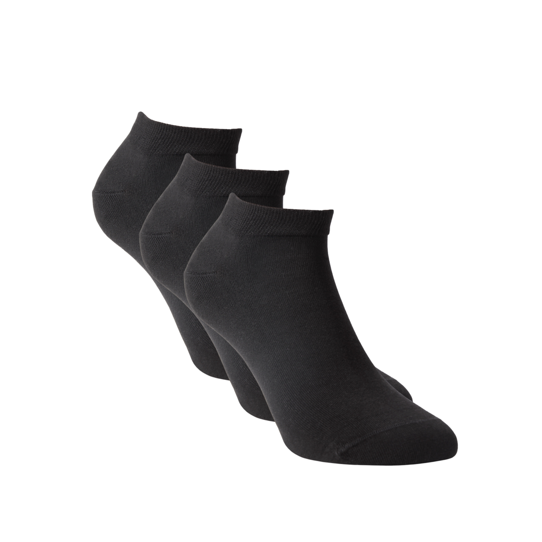 Schwarze temperaturausgleichende Bambus Komfort Sneaker Socken im 3er Pack von UMOR SOX